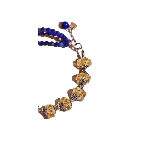 Vòng tay đá thạch anh vàng phối đá sapphire - GaiA by Yang