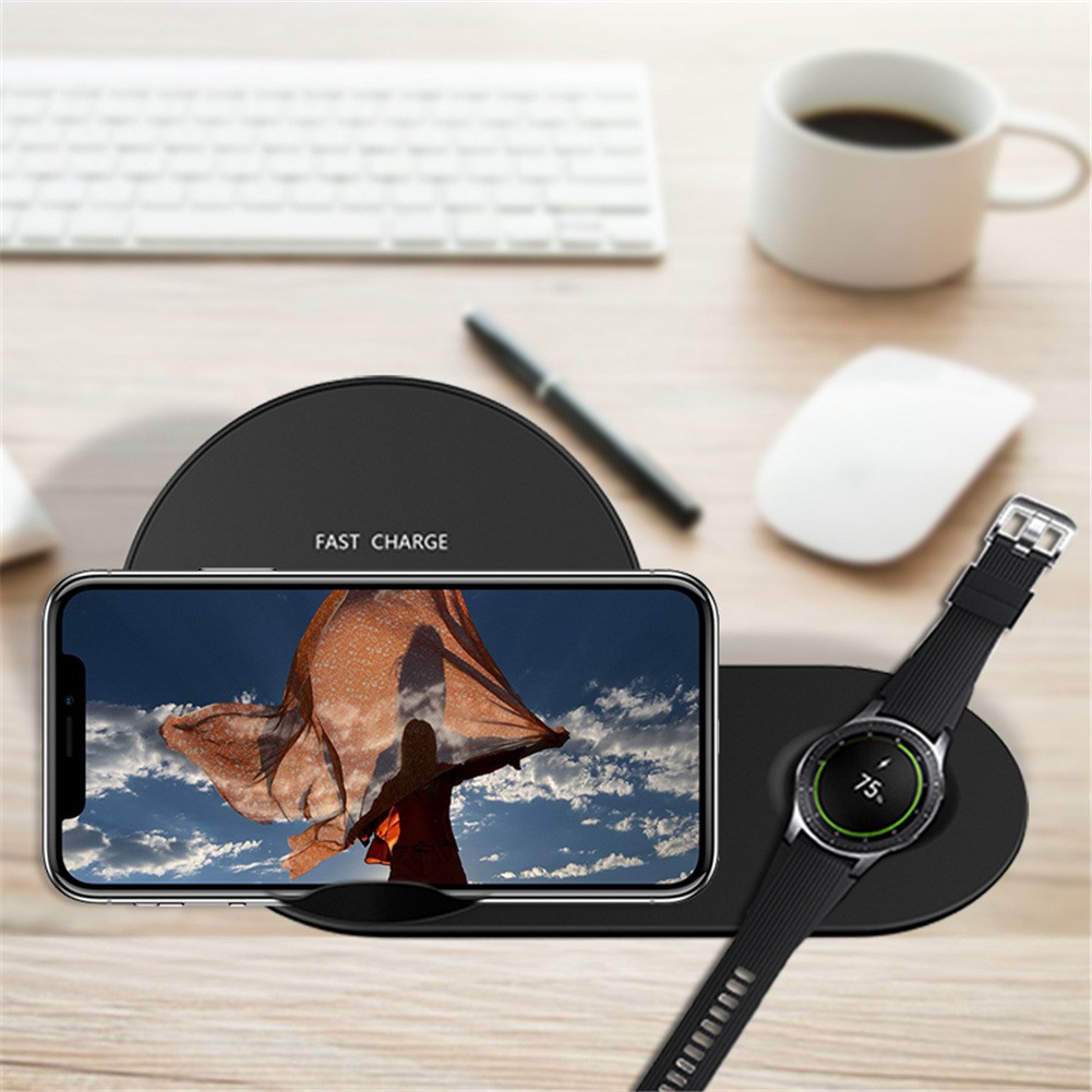 PUR Fast Charging Wireless Charger for Samsung Gear S3 Galaxy Watch iPhone XS 8 Plus Samsung S9 S8