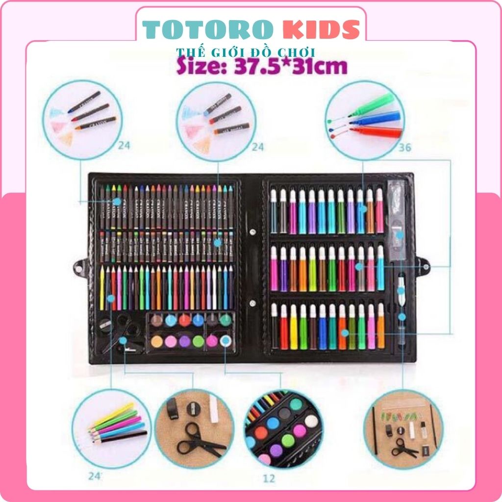 Bộ hộp bút tô màu 150 chi tiết cho bé gái trai thỏa sức sáng tạo