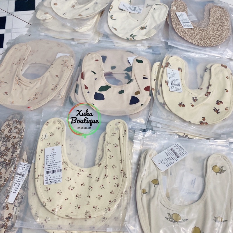 Yếm cho bé trai bé gái chất liệu cotton 100% mềm mại thấm hút tốt yếm tròn 2 lớp dùng được 4 mùa cho bé