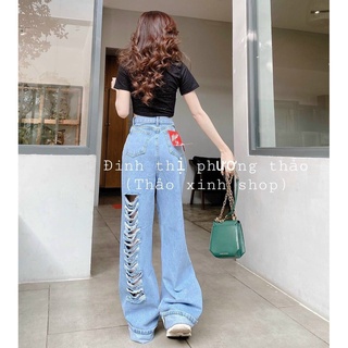 Quần jean nữ ống rộng rách cao cấp hàng chuẩn shop - quần bò nữ