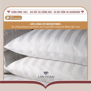 Gối Lông vũ Microfiber Sọc Trắng Dùng Trong Khách Sạn Và Gia Đình Sang Mịn Đẳng Cấp 5 Sao