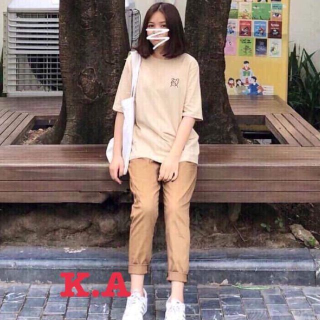 Quần baggy kaki (Loại 1) ống suông xoắn gấu + Tặng 1 đôi tất nữ màu ngẫu nhiên | BigBuy360 - bigbuy360.vn