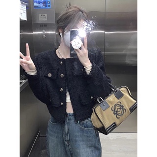 Áo dạ tweed đen