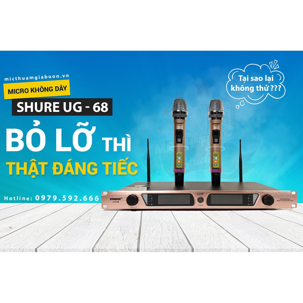 Micro không dây Shure UG-68 thu nhận tín hiệu âm thanh, giọng nói cực tốt ,nhạy bén. Bảo hành 12 tháng