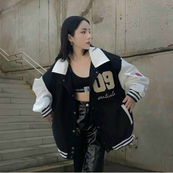 Áo Khoác Bomber Unisex Cổ Bẻ Chất Nhung Tăm Thêu Số 09, Áo Khoác Form Rộng 2 Lớp Chống Nắng Siêu Đẹp SENAVA AK42