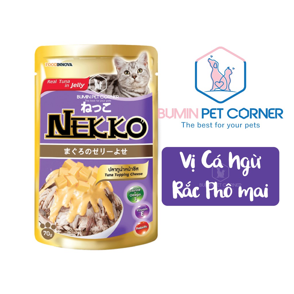 Pate cho Mèo Nekko Jelly vị Cá Ngừ rắc Phô Mai gói 70g