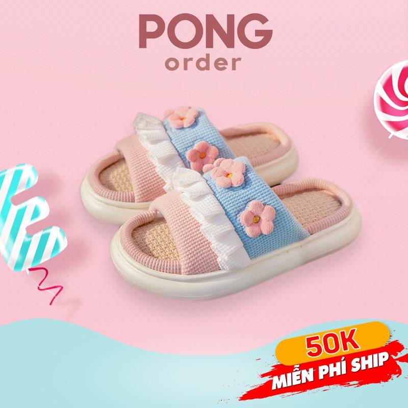(sẵn) Dép cute quai ngang bông hoa, dép nữ cute đế bánh mì cao 3cm êm chân chống trượt