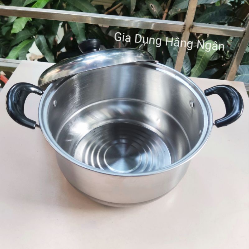 Nồi inox size 23cm có quai chống nóng - Nồi dùng bếp từ, bếp ga