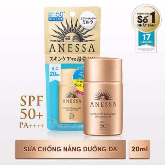 Sữa chống nắng bảo vệ hoàn hảo Anessa Perfect UV Sunscreen Skincare Milk - SPF 50+, PA++++ ;20ml