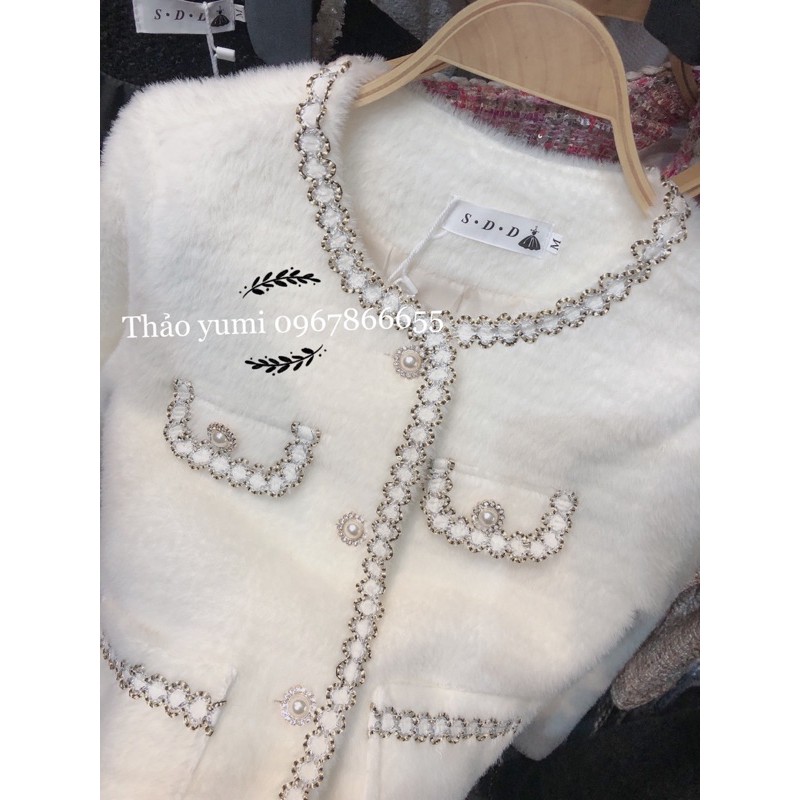 áo khoác lông khuy ngọc viền hàng chuẩn SĐ (sẵn) | BigBuy360 - bigbuy360.vn