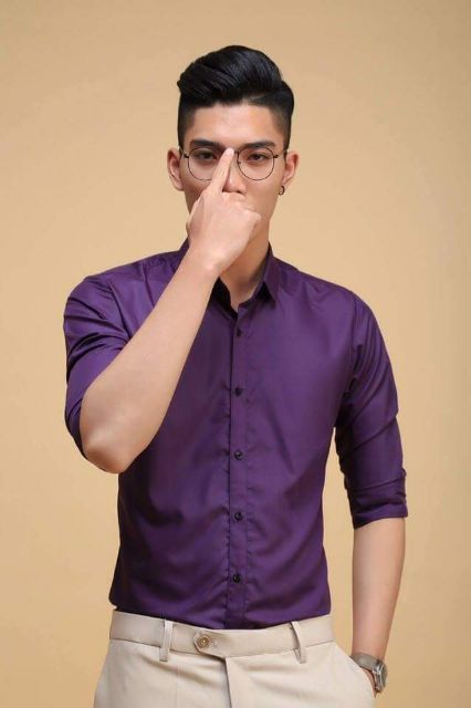 FREESHIP 99K TOÀN QUỐC_SƠ MI NAM dài tay,màu tím,phom ôm,chất dày,không nhăn.GIÁ XƯỞNG | BigBuy360 - bigbuy360.vn