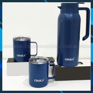 Bình giữ nhiệt inox316 okadi loại 1400ml - tặng kèm 2 cốc uống nước inox cùng loại, quà tặng siêu chất