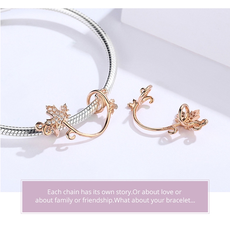 BAMOER Bông Tai  BạC 925 HìNh Lá Phong