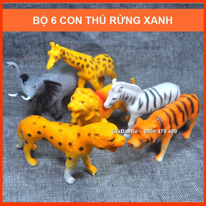 BỘ 6 CON THÚ RỪNG XANH BẰNG NHỰA TRUNG - 9329.2