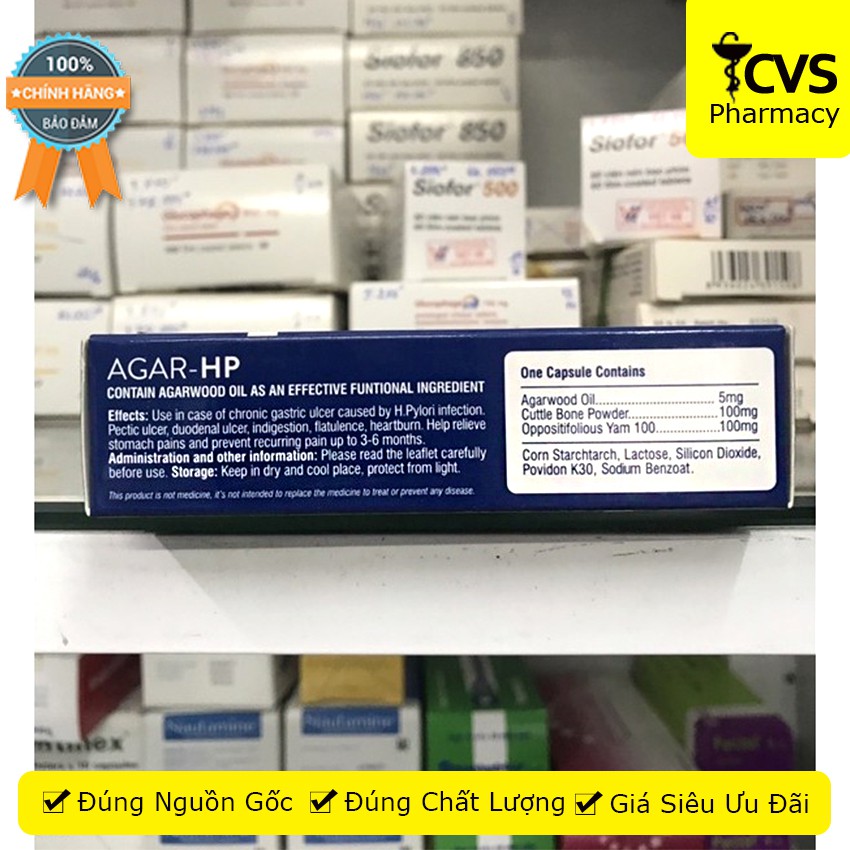 Viên uống AGAR HP - Hỗ Trợ Viêm Loét Dạ Dày Tá Tràng Do Khuẩn HP - cvspharmacy