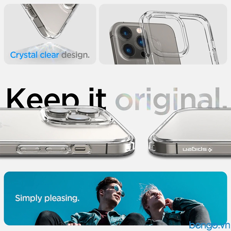 Ốp Lưng IP 14/14 Plus/14 Pro/14 Pro Max SPIGEN Ultra Hybrid Crystal Clear