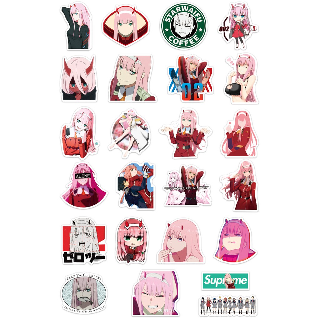 Miếng dán Sticker Anime Manga Darling in the FranXX trọn bộ 100 hình - In rõ ràng sắc nét khó tróc