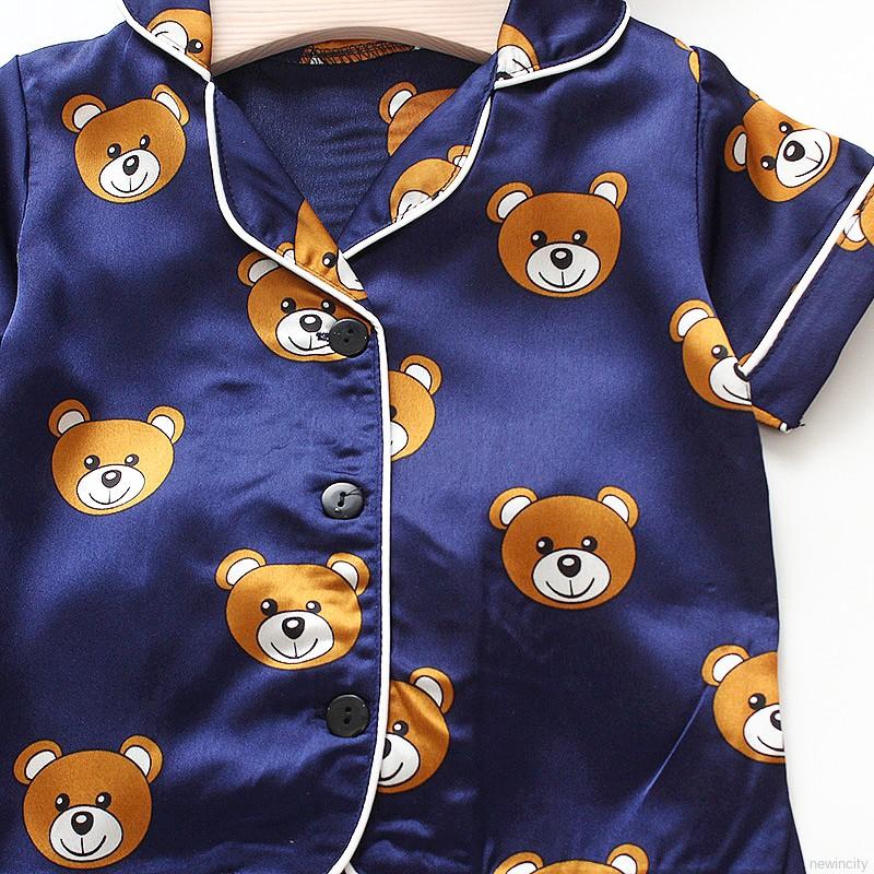 Bộ đồ ngủ dài in hình gấu xinh xắn cho bé