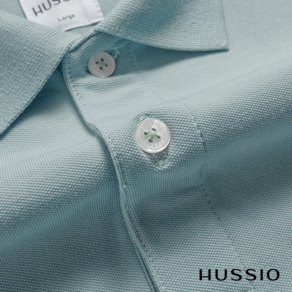 Áo polo nam HUSSIO đen classic sang trọng | BigBuy360 - bigbuy360.vn