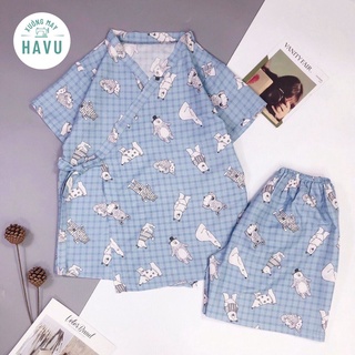 [RẺ VÔ ĐỊCH] Bộ Kimono Cộc Tay Nữ 🌸 Set pijama buộc nơ in hình cute, quần áo ngủ mặc ở nhà, mùa hè Ulzzang HOT 🌸