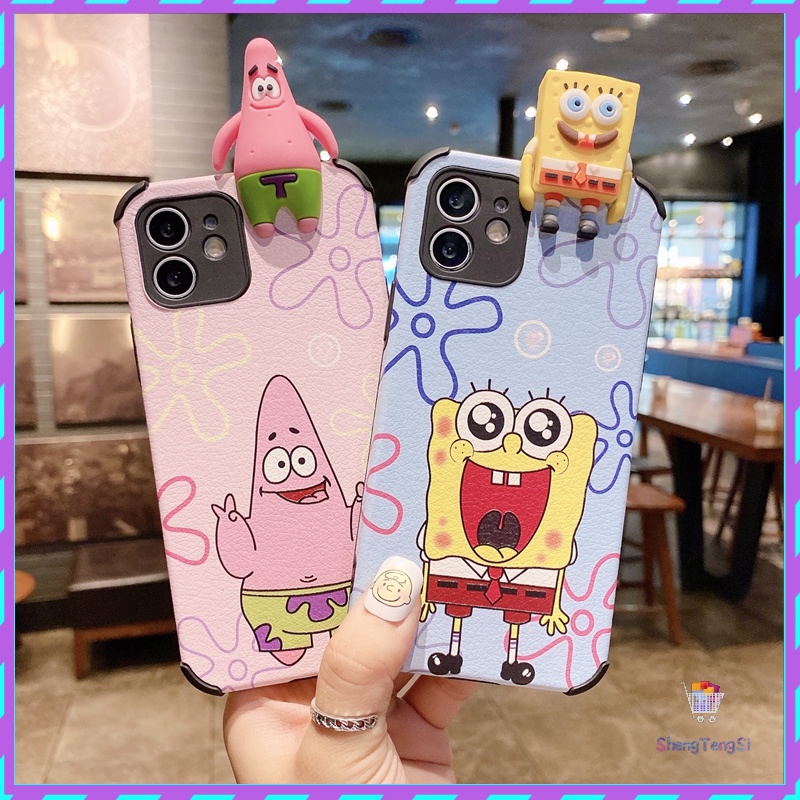 Case Iphone Cute Standing Pendant SpongeBob Phone Case for Oppo A31 A52 A53 A5 2020 A8 A9 2020 A92 F11 F9 A7X A7 A5s A12 A5 A3s A12E R17 R17pro A83 A1 Reno 5 Reno5pro Reno 3 A91 K5 K3 A59 F1s A57 A39 Phone Case