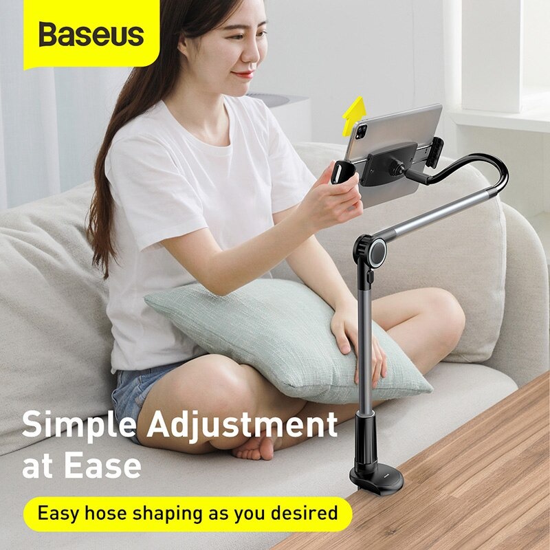 CHÍNH HÃNG Đế kẹp điện thoại trên bàn, giá kẹp điện thoại ipad đầu giường baseus flexible holder - CCN