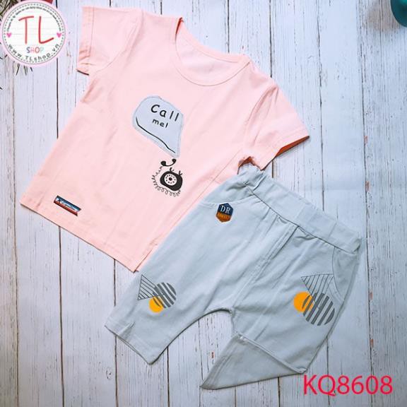 Thời trang trẻ em - Bộ quần áo ngắn tay Call me đáng yêu - bộ bé trai - bộ bé gái