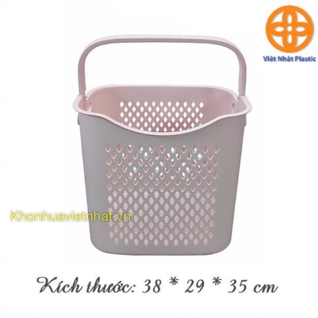 Giỏ nhựa đựng quần áo, giỏ đựng đồ đa năng có quai xách Việt Nhật .Giỏ đựng quần áo caro.
