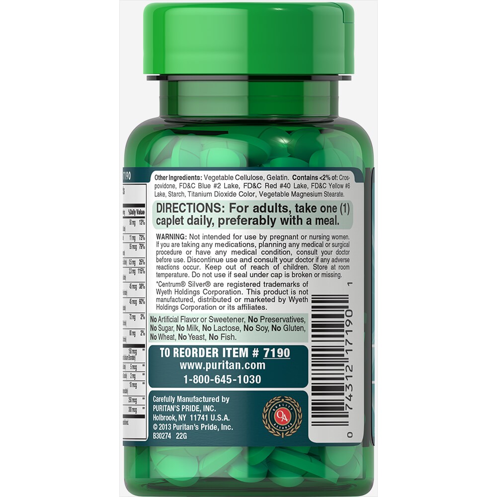 Vitamin tổng hợp cho người cao tuổi ngừa suy nhược mệt mỏi tăng sức đề kháng Puritan'sPride ABC senior Multivitamin 60v | Thế Giới Skin Care
