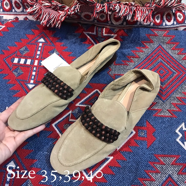 Giày lười đính hạt boho ZARA