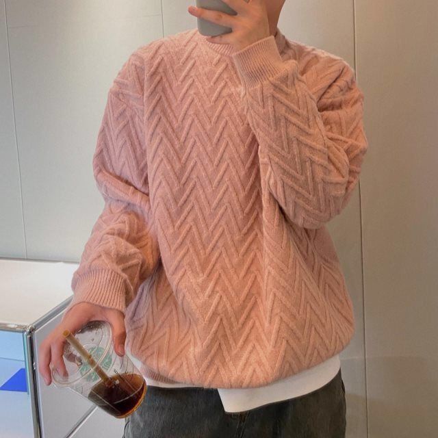 Áo Sweater Dáng Rộng Cổ Tròn Màu Sắc Đơn Giản Cho Nam
