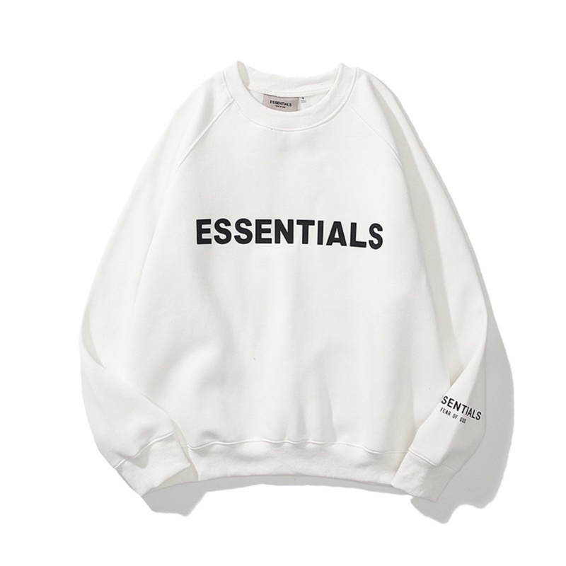 Áo Sweater ESSENTIAL nỉ lót lông cao cấp in cao su nổi có phản quang
