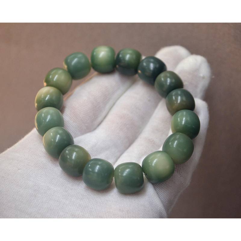 Vòng Tay Da Bồ Đề Màu Xanh Lá 12 / 13 / 14mm Cho Nam