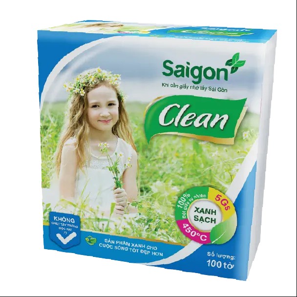 Khăn ăn 1 lớp Sài Gòn Clean 100 tờ (33x33)cm