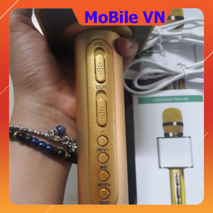 Mic hát karaoke không dây SD08 kèm loa bluetooth âm thanh to trầm ấm, míc hát bắt giọng