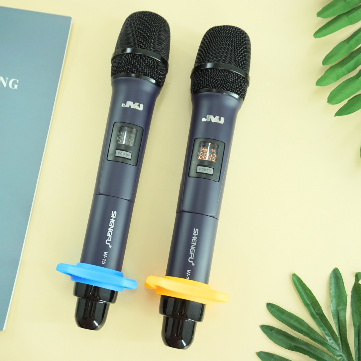 Bộ 2 Microphone không dây W 15 JVJ đa năng cao cấp, tần số tương thích nhiều thiết bị amply- bảo hành 12T