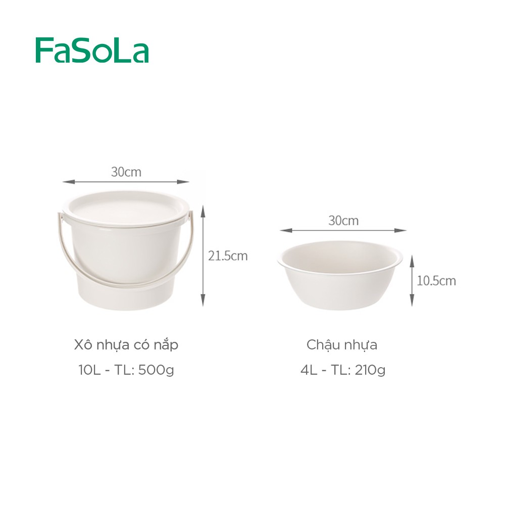 Xô nhựa có nắp 10L/chậu, thau nhựa 4L FASOLA FSLYF-074