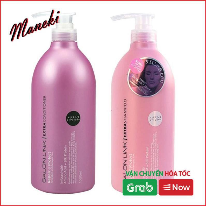 Dầu gội dầu xả Salon Link Extra 1000ML dầu gội cho tóc nhuộm hàng Nhật MANEKI