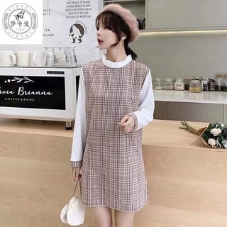 Váy kẻ pha sơ mi