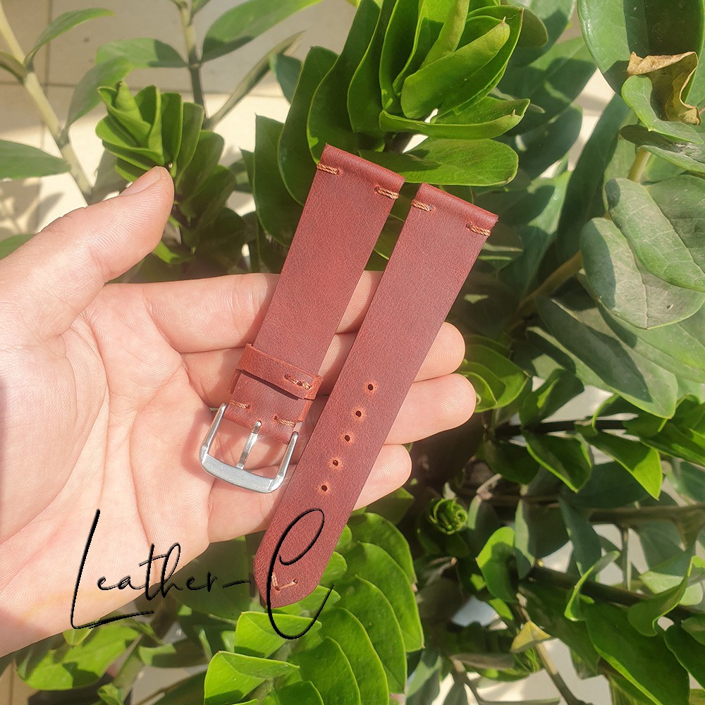 Dây đồng hồ da bò sáp ngựa điên - Làm thủ công Handmade, BH 24 tháng