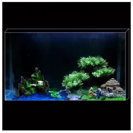 Mô hình non bộ núi đá có cỏ nhân tạo size mini trang trí bể cá cảnh hồ thủy sinh