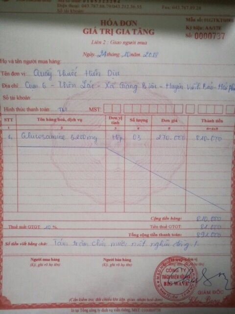 Hỗ trợ khớp Glucosamin 3200mg hộp 100v
