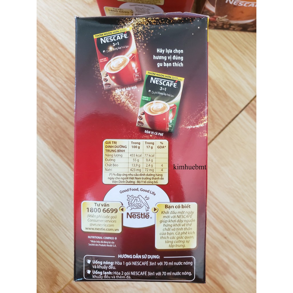 Nescafe Đậm Đà Hài Hòa 3 in 1 (1 hộp=20 Gói 17g)