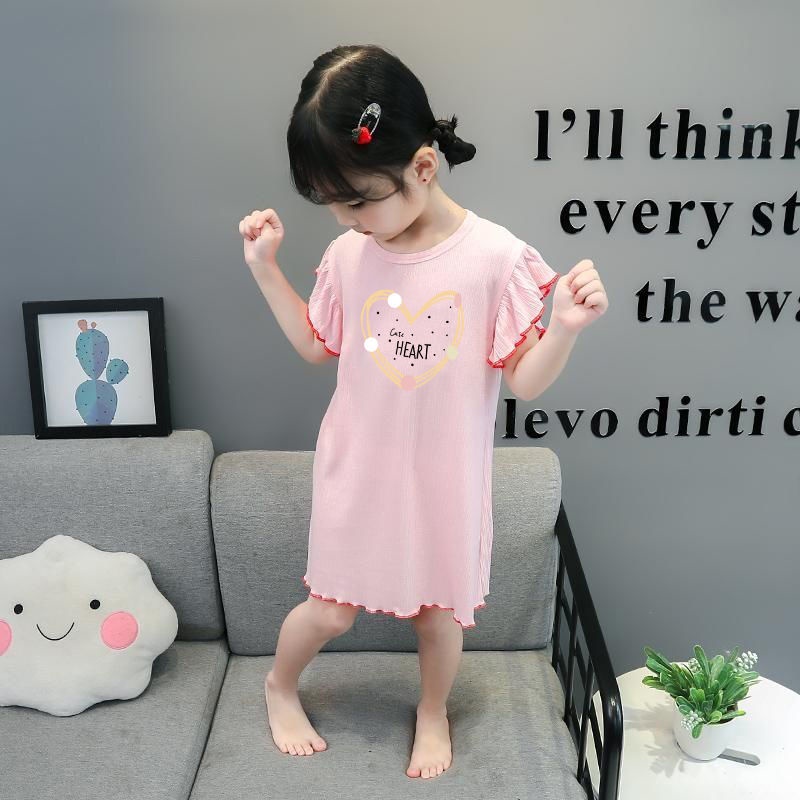 Váy ngủ cho bé gái, đồ ngủ lụa mỏng mùa hè, đồ ngủ nàng tiên bé gái, quần áo ở nhà phong cách công chúa quần áo điều hòa cho bé