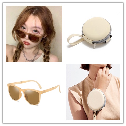 Cod Qipin Kính Mát Phân Cực Chống Tia UV Kiểu Dáng Đơn Giản Có Thể Gập Lại Cho Nữ Ốp