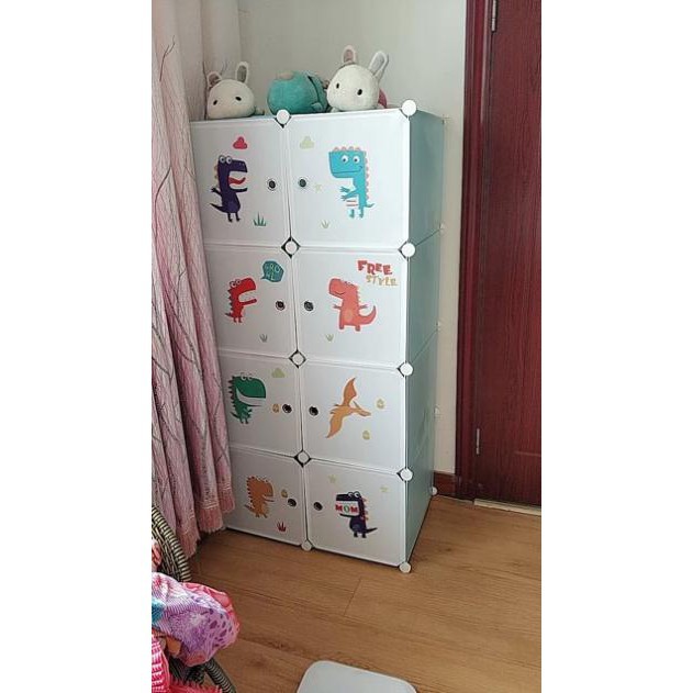 Tủ nhựa ghép - tủ đựng treo quần áo - 6 ô sâu 37x37cm cho bé yêu. Kèm 1 treo đồ.