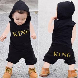 Bộ 2 mảnh gồm áo có nón không tay và quần ngắn thời trang cho bé