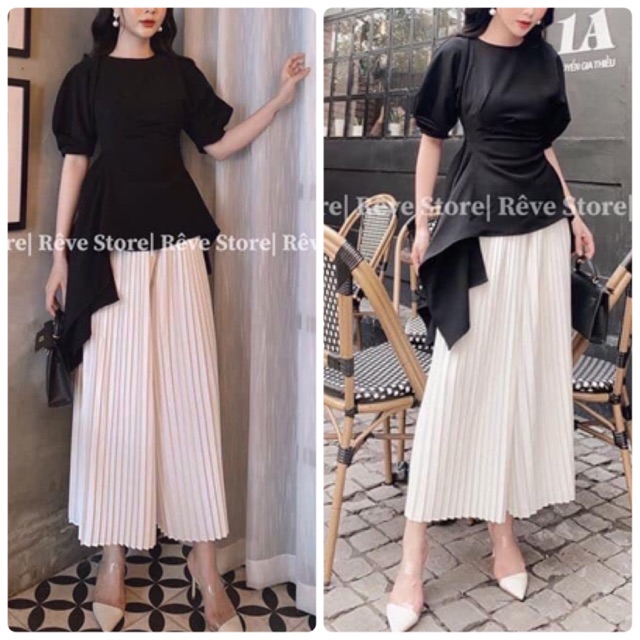 SET ÁO ĐEN BÈO QUẦN LỬNG PLI