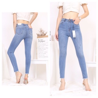 [Hàng VNXK] Quần bò ôm xước nhẹ tua gấu CT JEAN VNXK [Ảnh thật]